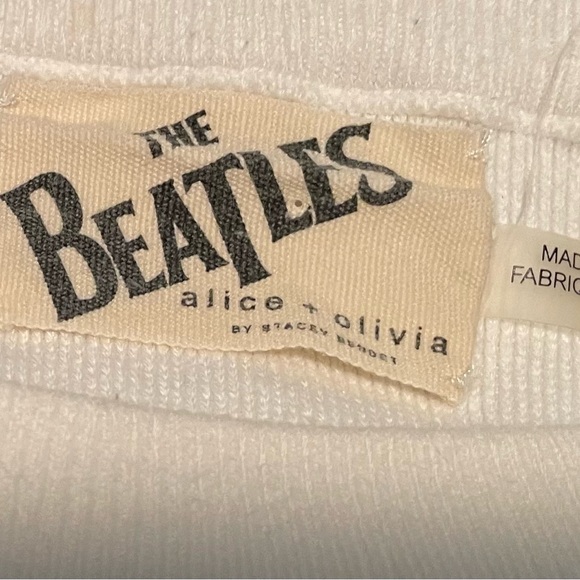RARE Alice + Olivia "Quintin" sweatshirt beaded The Beatles™ graphic at front L. - Picture 3 of 6